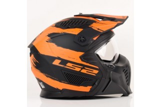 CASCO JET LS2 DRIFTER OF606 MUD MATT BLACK ORANGE-06