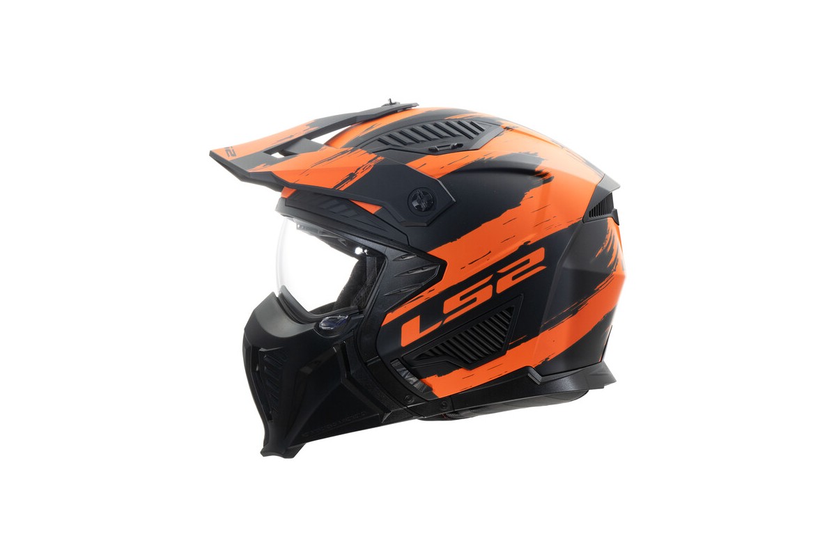 CASCO JET LS2 DRIFTER OF606 MUD MATT BLACK ORANGE-06