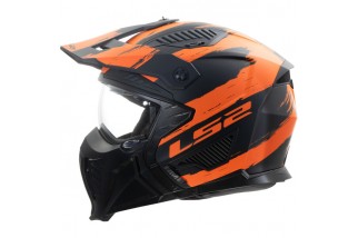 CASCO JET LS2 DRIFTER OF606 MUD MATT BLACK ORANGE-06