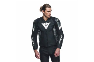 AVRO 5 - GIACCA MOTO IN PELLE UOMO BLACK/WHITE/ANTHRACITE