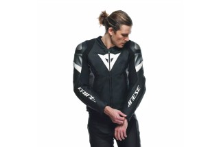 AVRO 5 - GIACCA MOTO IN PELLE UOMO BLACK/WHITE/ANTHRACITE