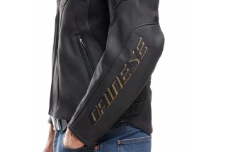 RACING 5 - GIACCA MOTO IN PELLE UOMO BLACK/GOLD