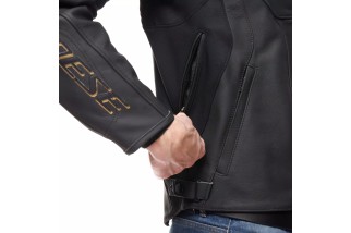 RACING 5 - GIACCA MOTO IN PELLE UOMO BLACK/GOLD