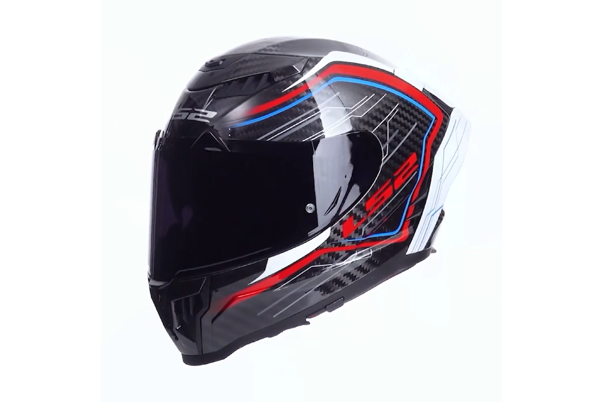 CASCO INTEGRALE IN CARBONIO LS2 DRAGON FF807 SUBIC WHITE BLUE RED GLOSS