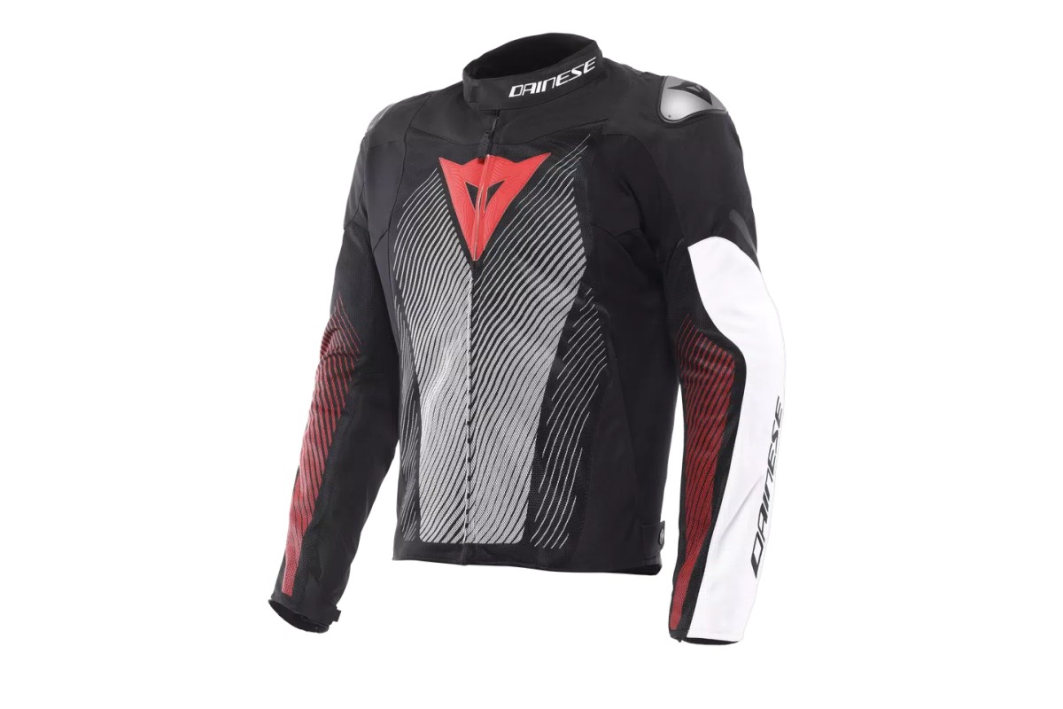 DAINESE VENTAR AIR TEX - GIACCA MOTO ESTIVA IN TESSUTO UOMO BLACK WHITE RED