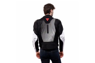 DAINESE VENTAR AIR TEX - GIACCA MOTO ESTIVA IN TESSUTO UOMO BLACK WHITE RED