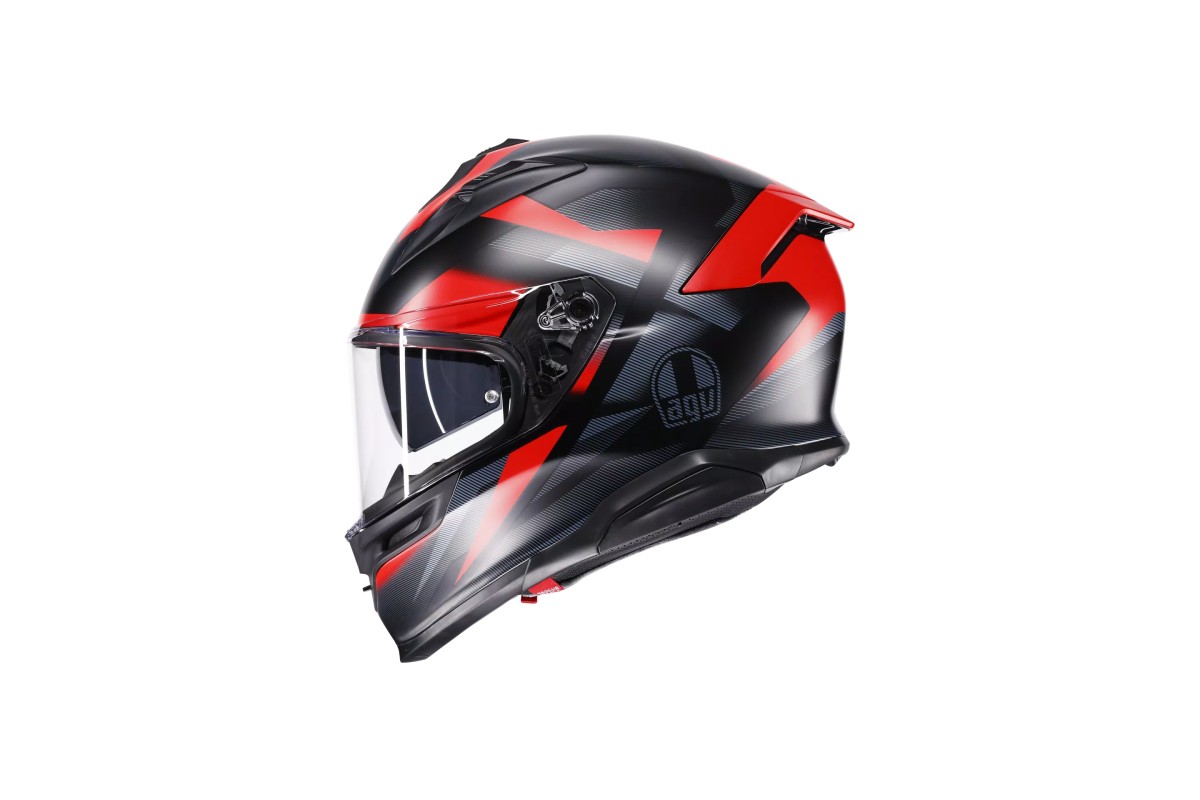 CASCO INTEGRALE AGV K7 IN FIBRA CARBOARAMIDICA ECE 2206  GLIMPSE MATT BLACK/RED