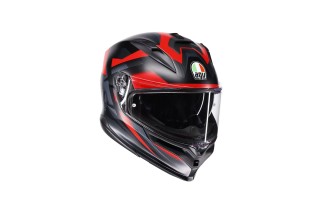CASCO INTEGRALE AGV K7 IN FIBRA CARBOARAMIDICA ECE 2206  GLIMPSE MATT BLACK/RED