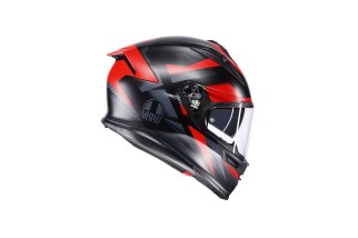 CASCO INTEGRALE AGV K7 IN FIBRA CARBOARAMIDICA ECE 2206  GLIMPSE MATT BLACK/RED