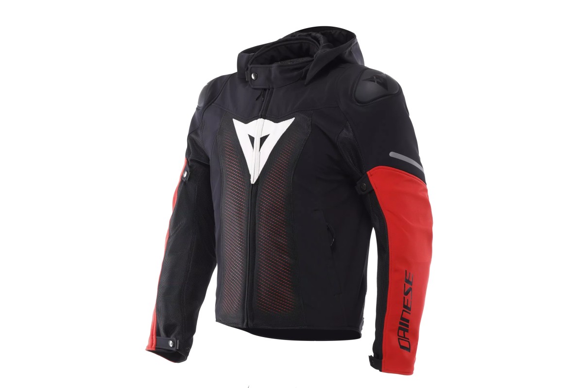 DAINESE SUPER SPRINT AIR TEX - GIACCA MOTO ESTIVA IN TESSUTO UOMO BLACK/WHITE/RED